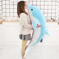 peluche géante de dauphin bleu de 140cm